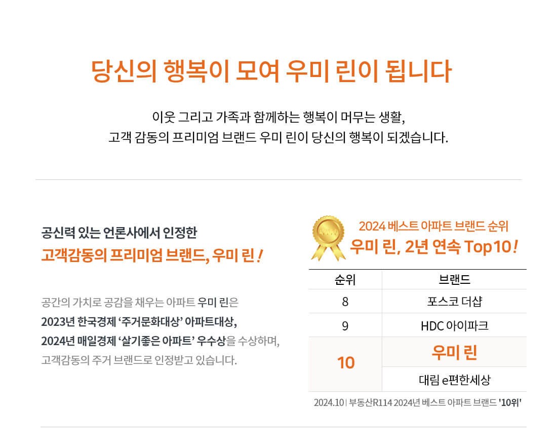 평택 고덕 우미린 프레스티지 우미린 브랜드 소개